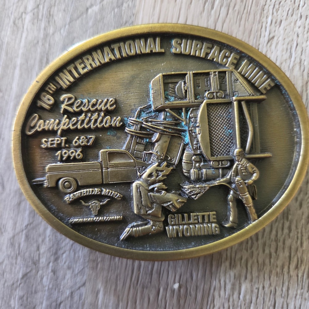 Vintage 1996 International Surface Mine Rescue Competition Belt Buckle Numbered